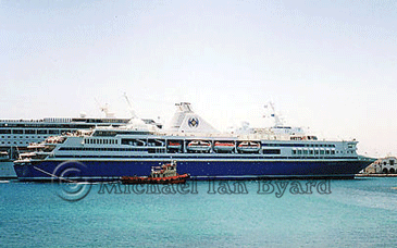 Olympic Voyager arriving Rhodes 2001